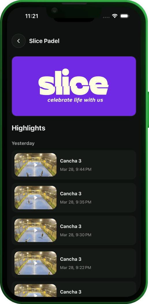 App Shotcam, feed de highlights